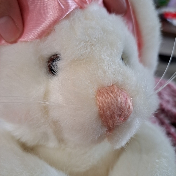 Vintage Dakin Lou Rankin 1992 White Plush Bunny Rabbit Pink Floppy Ears Toy 10" - Picture 4 of 12